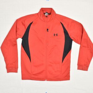 Under Armour Men Polyester Red Size L Full Zip Jacket Pockets Solid